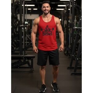 Reps for Jesus‎ Weightlifting Tank Top Mens L Red Christian Gym Workout Novelty